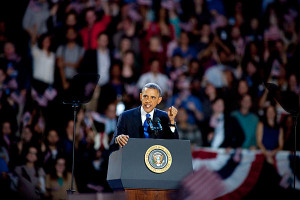 President Obama and supporters celebrate victory at McCormick Place ...
