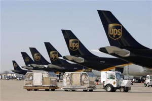 United Parcel Service aircrafts are loaded with containers at the UPS ...