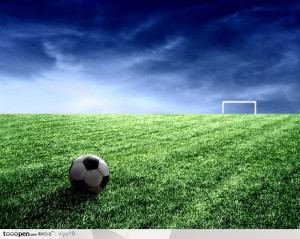 比赛运动-蓝天下草地上的足球(jpg)