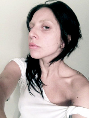 Lady Gaga goes without makeup and debuts black hair in a new selfie on ...