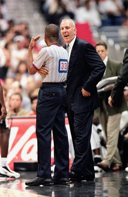 31 Oct 2000: Head Coach Gregg Popovich of the San Antonio Spurs laughs ...