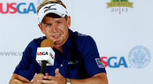 Luke Donald talks to the media during a press conference on Tuesday ...