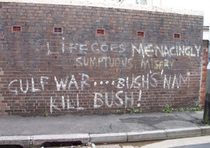 graffiti that says kill bush at 19 eliza st newtown australia yes that ...