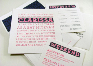 Preppy Clarissa bat mitzvah invitations