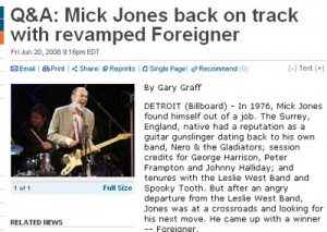The photo shown with your article is of the Mick Jones formerly with