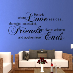 Big Quotes Home is Where Love resides Friends wall decal For bedroom ...