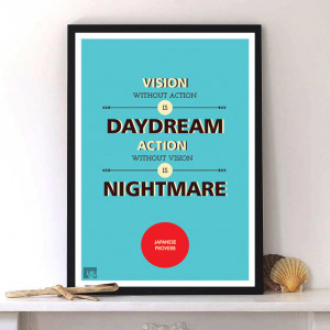 ... inspirational quote poster print art retro typography design modern