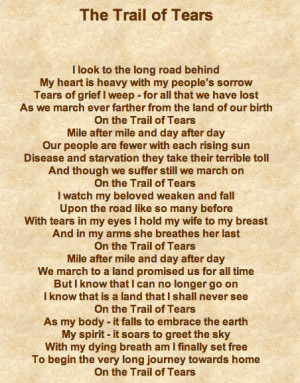 The Trail of Tears- Brian ChildersA Short Summary: The poem is about ...