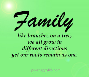 Family Quote: Family like branches on a tree, we all grow in different ...
