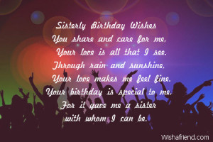 older sister birthday quotes Sisterly Birthday Wishes You share
