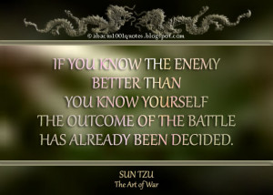 If you know the enemy better than you know yourself, the outcome of ...