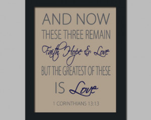 Bible Verse Faith Hope Love Inspirational Quote Print Wedding Newlywed ...