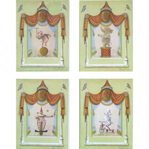 Vintage Circus Lithographs, Set of Four