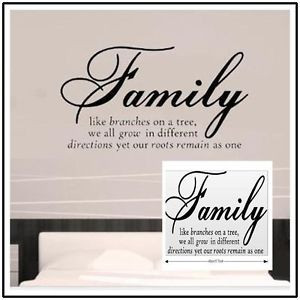 Details about Family Like Branch Quote Room Decals Removable Art Black ...