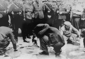 Jews in Vienna forced to scrub sidewalks.