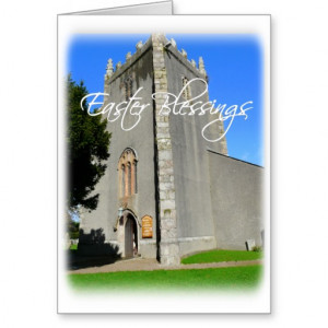 Easter Blessings-Old Church with Scripture Quote Greeting Cards