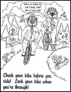 Safety Bear Bike Safety Coloring Sheet