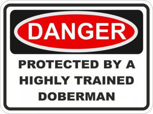 1x Danger Protected by Doberman Warning Funny Sticker Dog Pet ...