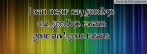 can never say goodbye cuz goodbye means gone and gone means forever ...