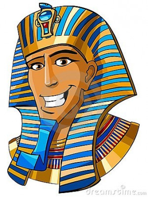 Cartoon Smiling Face Egyptian Pharaoh White Background
