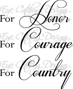 Details about Honor Courage Country America Military Quote Wall Decal ...