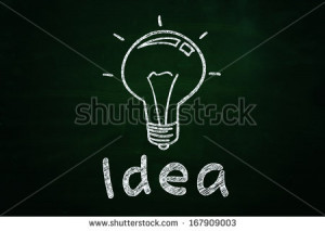 got ideas quote and light bulb illustration sketched with chalkboard ...