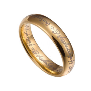 Gold-Tungsten-Carbide-5mm-Lord-Of-The-Rings-Band-Plain-Size-5-12-TG021