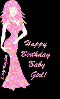 myspace glitter graphic comment happy birthday baby girl pink doll