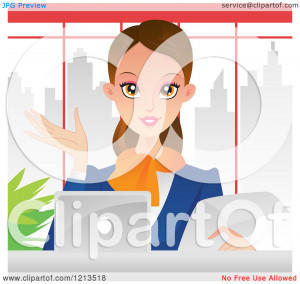 Clipart of a Beautiful Caucasian Businesswoman or Secretary Going over ...