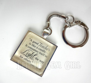 Teacher Quote Poem Keychain - Glass Silver Key Chain 1 inch Square ...