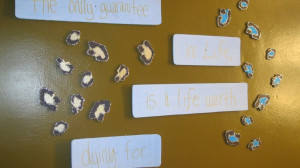 Living room wall. Atmosphere quote.