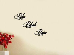 Relax Refresh Revive Art Lettering Wall Decals, Black Quotes Decor ...