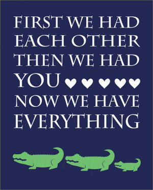 Navy Blue and Green Alligator Nursery Quote Print - 8x10
