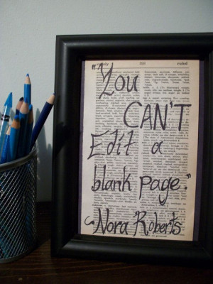 ... ...Nora Roberts quote handwritten on 4 x 7 thesaurus page via Etsy