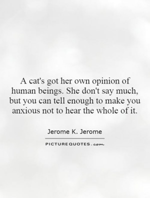 cat's got her own opinion of human beings. She don't say much, but ...