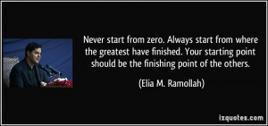 start from where the greatest have finished. Your starting point ...