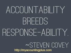 Accountability breeds response-ability. Steven Convey More