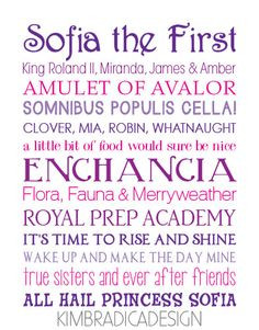 Sofia the First Movie Quote Subway Art, 11x14 Digital Print on Etsy, $ ...