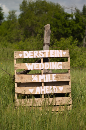 painted pallet wedding direction sign