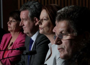 Left to right: Queensland Premier Anna Bligh, NSW Premier Barry O ...