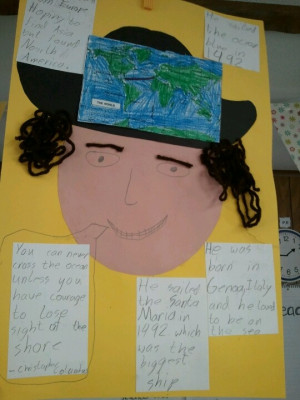 Christopher Columbus day project- a quote by Columbus, the map of his ...