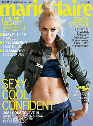 Gwen Stefani shows of her killer abs in the October issue of Marie ...