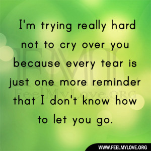 trying really hard not to cry over you because every tear is ...