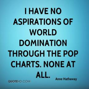 Anne Hathaway - I have no aspirations of world domination through the ...