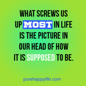 What screws us up most in life is the picture in our head of how it is ...
