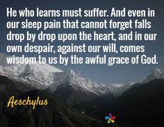 He who learns must suffer. And even in our sleep pain that cannot ...