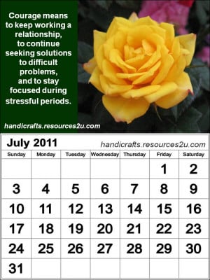 Vertical July 2011 Calendar with quotes