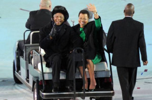 First black South African president Nelson Mandela and his wife Graca ...