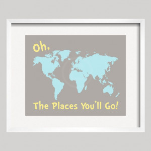Dr. Seuss Quote Gray Aqua and Yellow Modern Art by YassisPlace, $16.50