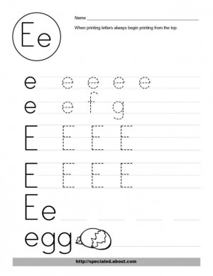 Free Worksheet Activities for the Letter E